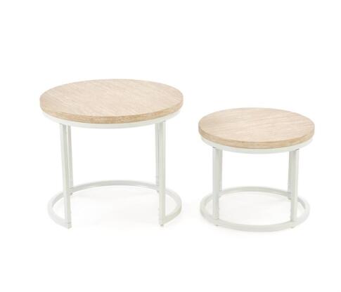 Комплект HALMAR OREO (2 стола журнальных) травертин/белый