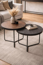 Комплект SIGNAL PENELOPE (2 стола журнальных) серо-коричневый эффект камня/черный