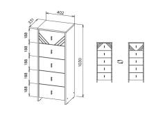 Комод NN Мебель (МС Байкал К) Дуб Золотой/Графит, 5 ящиков