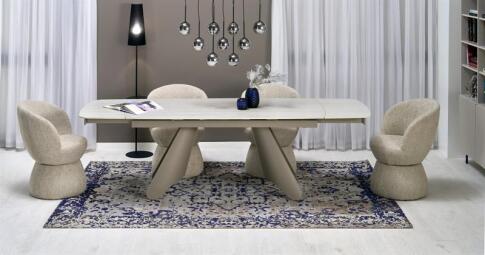 Стол обеденный HALMAR SALIX травертин/кашемир 180-260/90