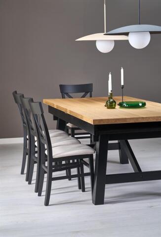 Стол обеденный HALMAR FIESTA дуб натуральный/черный 200-280/100