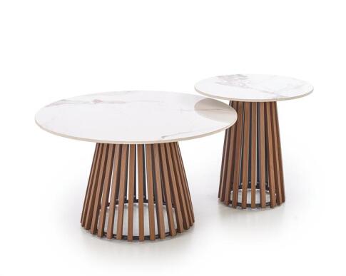 Стол журнальный HALMAR CARINA S бежевый мрамор/орех