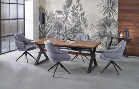 Стол обеденный HALMAR BARON орех/черный 200-350/100