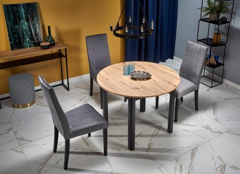 Стол обеденный HALMAR RINGO дуб артизан/черный 102-142/102