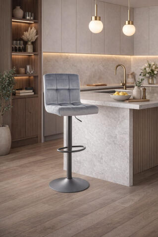 Стул барный SIGNAL C105 Velvet Bluvel 14 серый/черный