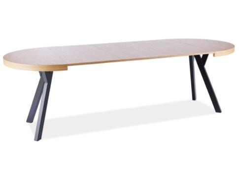 Стол обеденный SIGNAL DOMINGO дуб натуральный/черный 100-250/100