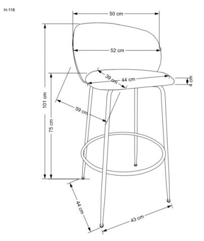 Стул барный HALMAR H116 кремовый/золотой