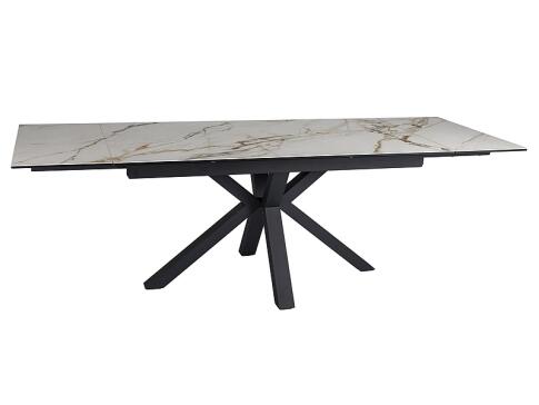 Стол обеденный SIGNAL COLUMBUS Amber Bianco белый/черный 160-240/90