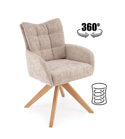 Стул HALMAR K540 WD бежевый/натуральный, поворотный