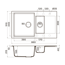 Кухонная мойка Omoikiri Daisen 86-2-PA Artgranit/пастила