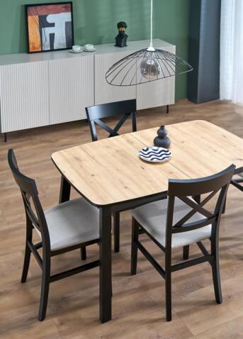 Стол обеденный HALMAR BARRIL дуб артизан/черный 130-170/80