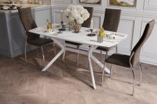 Стол ВВР Джерси Мрамор белый ф/п, белый глянец/белый