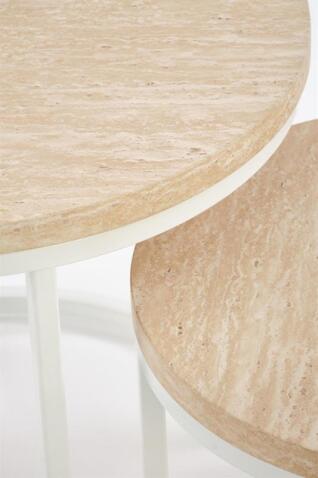 Комплект HALMAR OREO (2 стола журнальных) травертин/белый