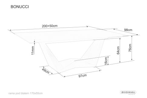 Стол обеденный SIGNAL BONUCCI Ceramic Nero Greco черный/черный мат 200-250/98