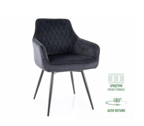 Стул SIGNAL MARLO Velvet Bluvel 19 черный/черный, поворотный