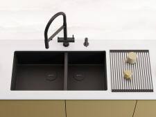 Кухонная мойка из нержавейки Omoikiri Taki 85-2-LB-U/IF-GB Side графит