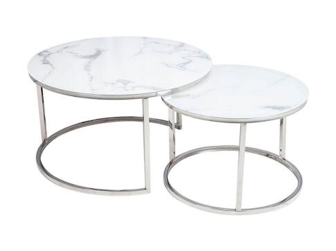 Комплект SIGNAL ATLANTA B (2 стола журнальных) белый мрамор/хром