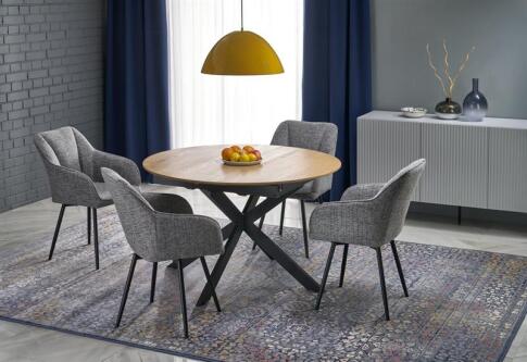 Стол обеденный HALMAR ACORD натуральный/черный 120-200/120