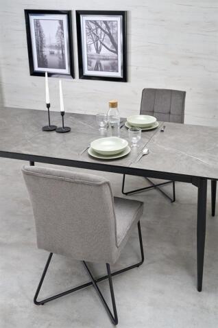 Стол обеденный HALMAR CHARLES серый мрамор/черный 180-260/90