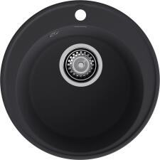 Кухонная мойка GRANFEST QUARZ Z-08 черный + сифон