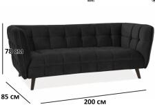 Диван SIGNAL CASTELLO 3 Velvet Bluvel 19 черный/венге