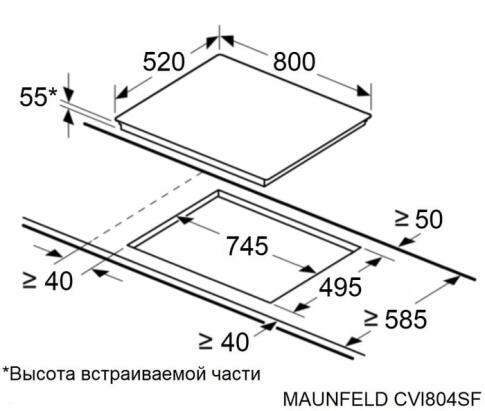 Поверхность индукционная MAUNFELD CVI804SFDGR Inverter