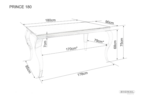 Стол обеденный SIGNAL PRINCE черный/хром 180/90