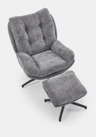 Комплект HALMAR PESTO (кресло+подставка для ног) серый