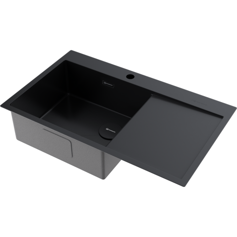 Кухонная мойка из нержавейки Omoikiri Akisame 86-GB-L Side графит