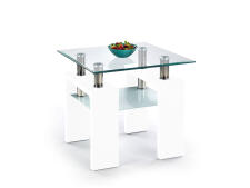 Стол журнальный HALMAR DIANA H KWADRAT прозрачный/белый, 60/60/55