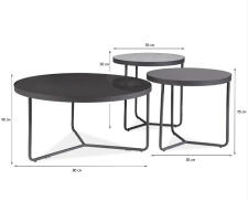 Комплект SIGNAL ARTEMIDA (3 стола журнальных) серый/черный, 80/40, 50/50, 50/45