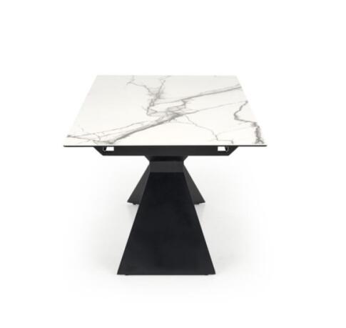 Стол обеденный HALMAR LUCIANO белый мрамор/черный 180-230/90