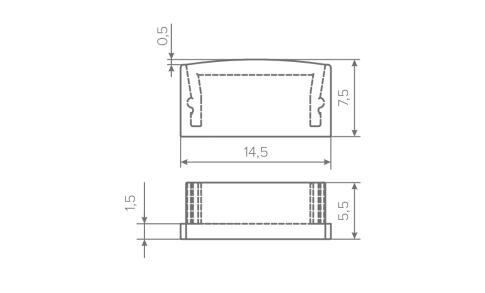 Заглушка для профиля AQ FORM накладного 15х7 серая