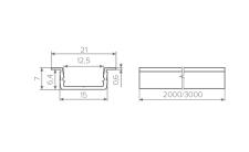 Профиль врезной AQ FORM для LED лент 15/21х7 2 м алюминий