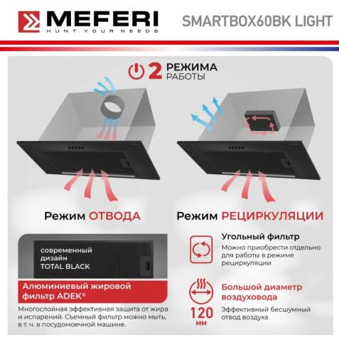 Вытяжка кухонная MEFERI SMARTBOX60BK LIGHT