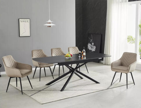Стол обеденный SIGNAL VECTOR Ceramic черный/черный 180-220/90