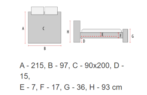 Кровать SIGNAL ACOMA Velvet Bluvel 52 античный розовый/дуб 90/200