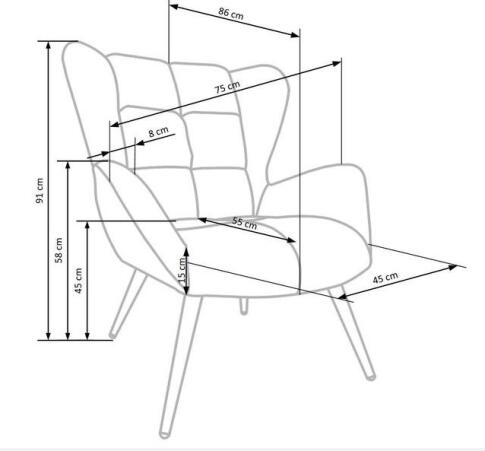 Кресло HALMAR TYRION темно-синий/черный