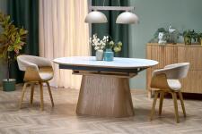 Стол обеденный HALMAR SIRIUS белый мрамор/натуральный 160-240/90