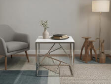 Стол журнальный SIGNAL ESCADA B II белый мрамор/серебряный 55/55