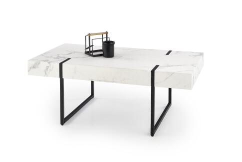 Стол журнальный HALMAR BLANCA белый мрамор/черный, 110/60/43
