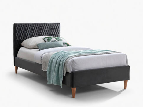 Кровать SIGNAL AZURRO Velvet Bluvel 14 серый/дуб 90/200