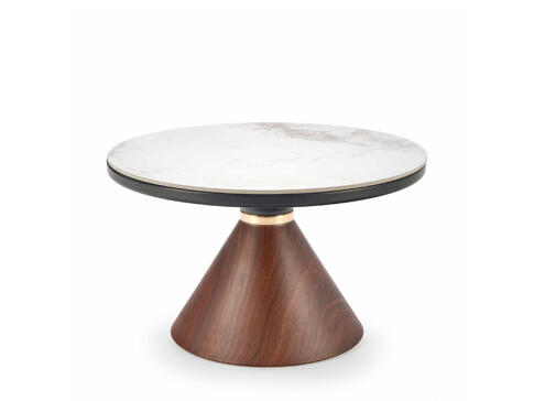 Стол журнальный HALMAR GENESIS белый мрамор/ореховый/золотой