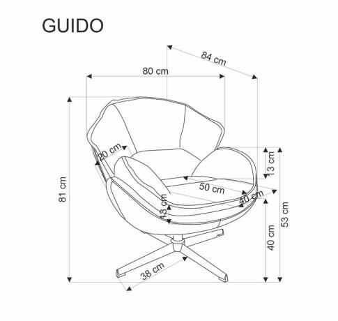 Кресло HALMAR GUIDO бежевый/хром