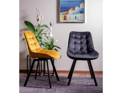 Стул SIGNAL MONTI Velvet Bluvel 68 карри/черный, поворотный