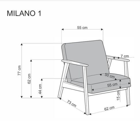 Кресло HALMAR MILANO 1S tap. Castel 93 серый