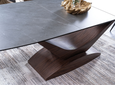Стол обеденный SIGNAL DOLCE Ceramic эффект серого мрамора/орех 180-240/95