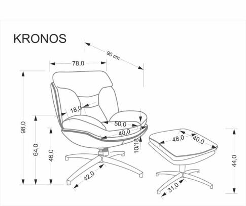 Комплект HALMAR KRONOS (кресло+подставка для ног) бежевый/разноцветный