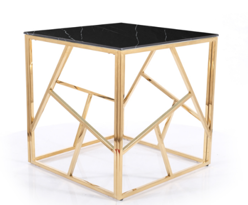 Стол журнальный SIGNAL ESCADA B II эффект черного мрамора/золотой, 55/55/55