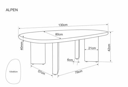 Стол журнальный SIGNAL ALPEN экрю/дуб 130/80